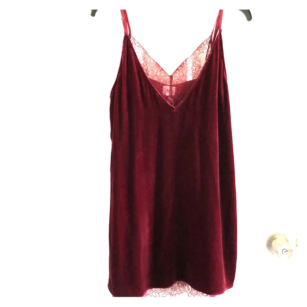 Burgundy velvet with lace underlay dress